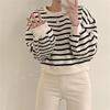 Striped Sweatshirt for Women Loose Fleece Autumn Winter Top Jacket Trendy