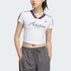 Adidas Originals Crop Jersey T-Shirt Color Block Striped Letter Print Sports Short Sleeve T-Shirt Women Tops White JD1130