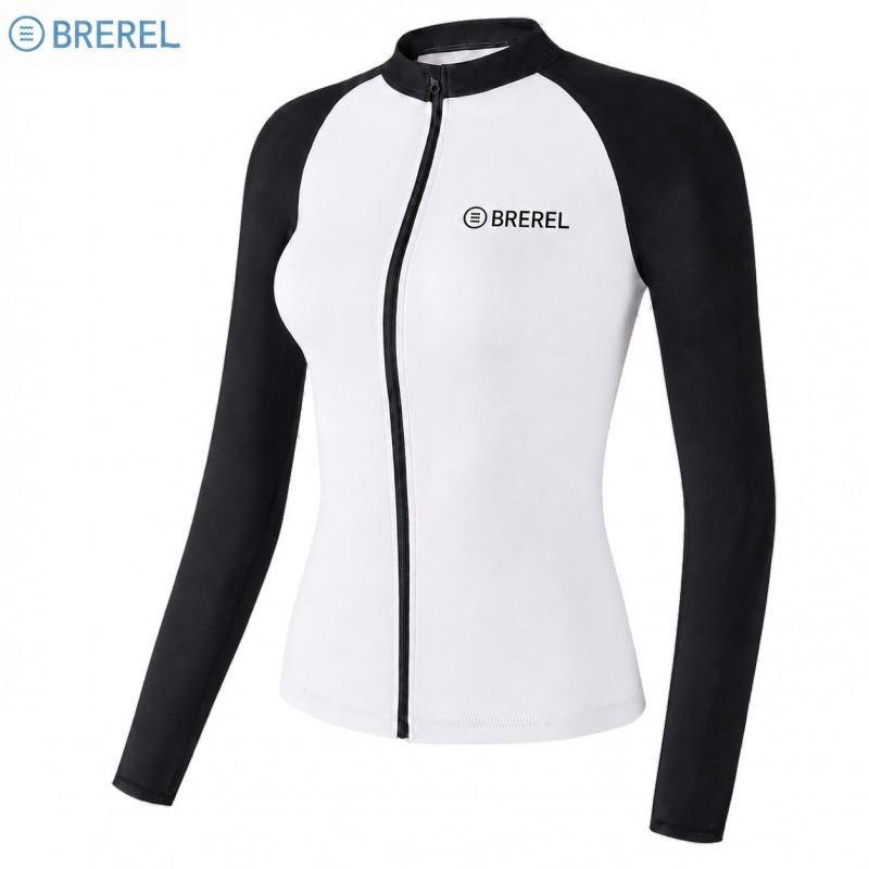 Womens Long Sleeve UPF 50 Rash Guard Swimsuit With Chest Pad Snorkeling Surfing Jellyfish Protection