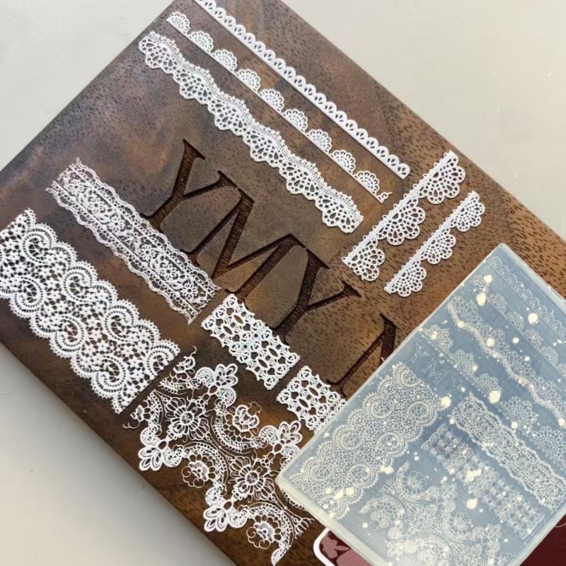 3D Silicone Nail Mold Diy Relief Lace Ribbon Templates For Nails Jewelry Crafts Transparent Nails Mold Nail Art Decoration