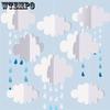 15pcs 3D Cloud Hanging Decorations Streamers Paper Artificial Clouds and Raindrop Props Ceiling Decor Ornaments for Party Decorative Hanging Ornaments