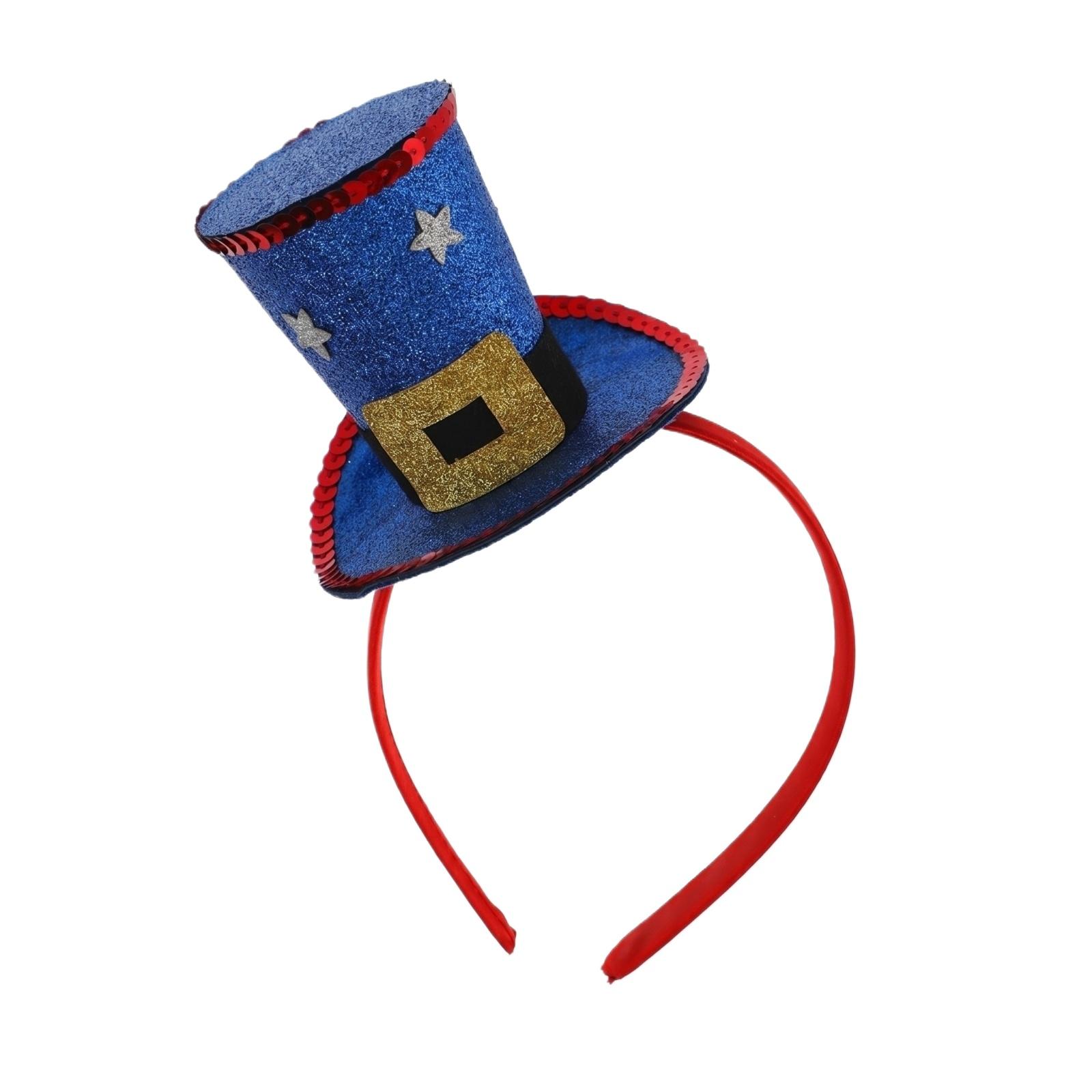 

Top Hat Headband, American Independence Day Celebration Costume, Feather Headband, Holiday Party Headband One Size