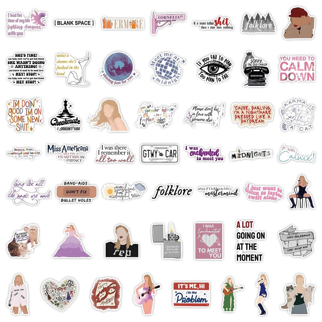 50 Stück Taylor Swift Wasserdichte Dekorationsaufkleber für Gepäck, Skateboards und Computer