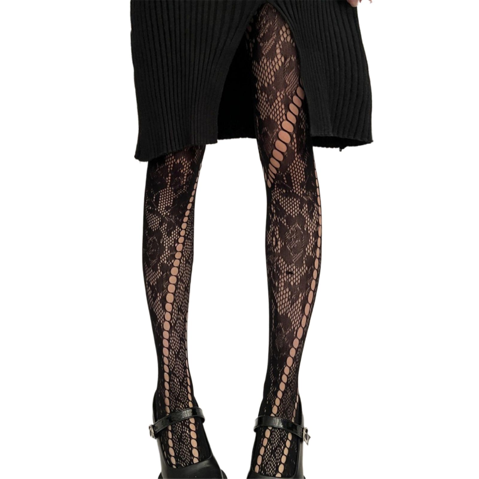 Florals Patterned Tights Fishnet Stockings Summer Flower Sheer Pantyhose Tights 1