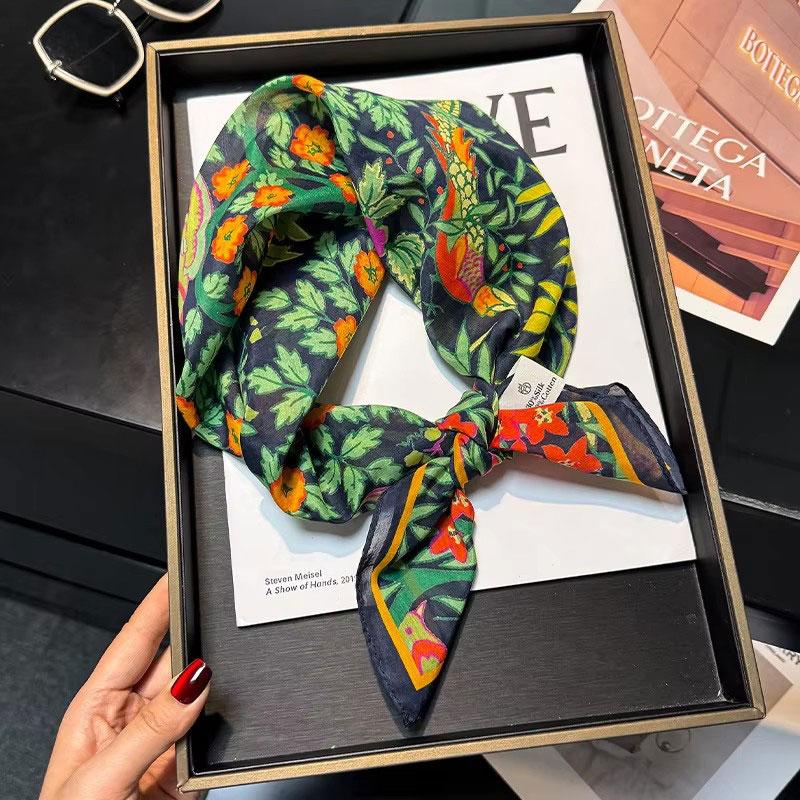 30% Silk 70% Cotton Scarf Women Square Neck Shawls Wraps for Ladies Foulard Scarves Pashmina Female Hijab Bandana Bufanda 70cm