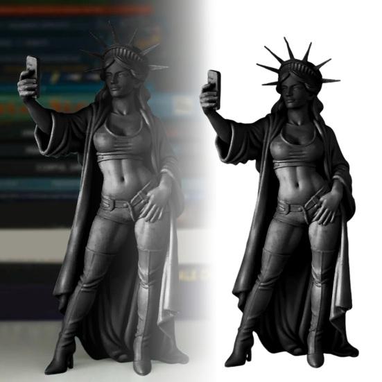 Sexy Statue of Liberty Modern Lady Liberty Selfie Sculpture 250th Anniversary Collectible Liberty Goddess Figurine for Living Room Table New York City