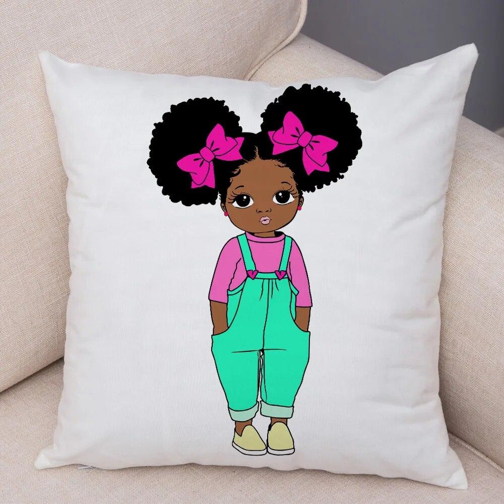 Home Decor African Baby Sofa Cushion Cover Bedroom Home Kids Room Decor Cute Cartoon Girl Pillowcase
