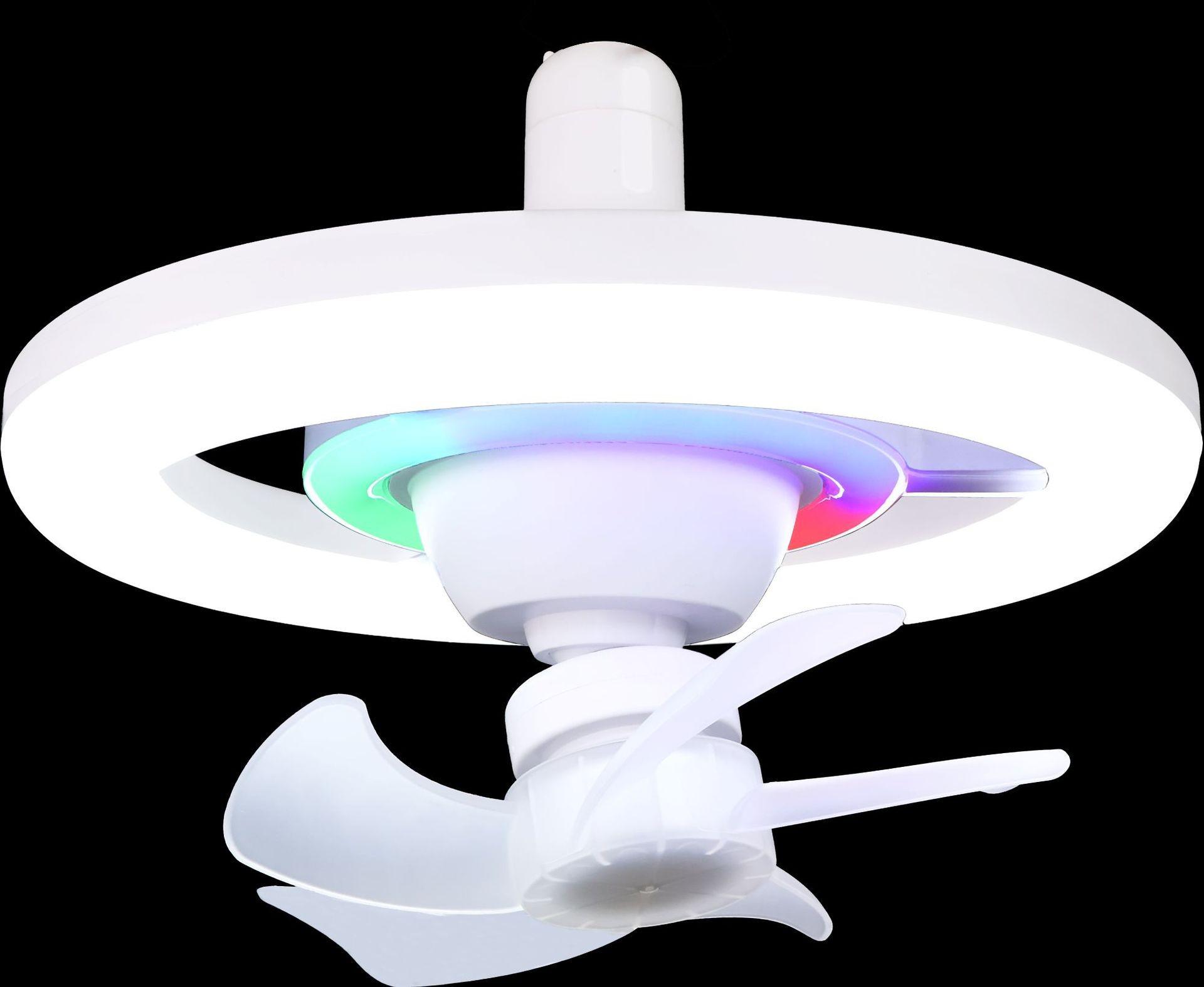 

360° Светодиодный потолочный вентилятор с качающейся головкой для спальни, кабинета, детской комнаты или ванной комнаты - E27 Мини White Color Fan Light