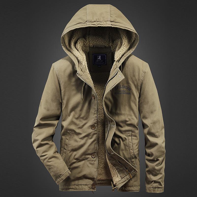 Winter Velvet Thickened Deck Tooling Cotton-padded Jacket Men's Hooded Cotton-padded Jacket Casual Jacket Men