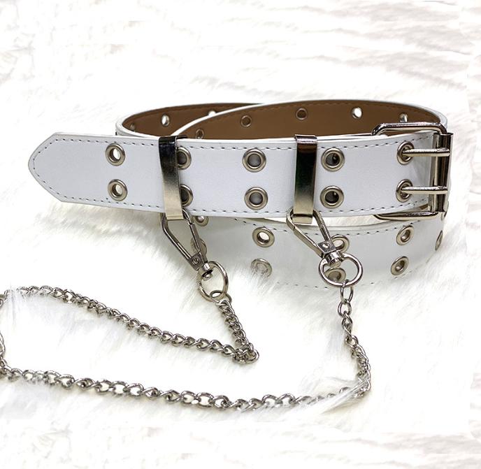 Fashion Alloy Women Belts Chain Luxury for Genuine Leather New Style Pin Buckle Jeans Decorative Ladies Retro Decorative Punk