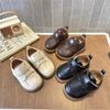 Scarpe Primi Passi in Pelle Stile Britannico Unisex per Bambini con Suola in Gomma