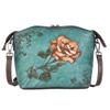 Vintage design Tašky přes rameno s květinovým vzorem z pravé kůže Crossbody kabelka pro ženy Dámská růžová kabelka