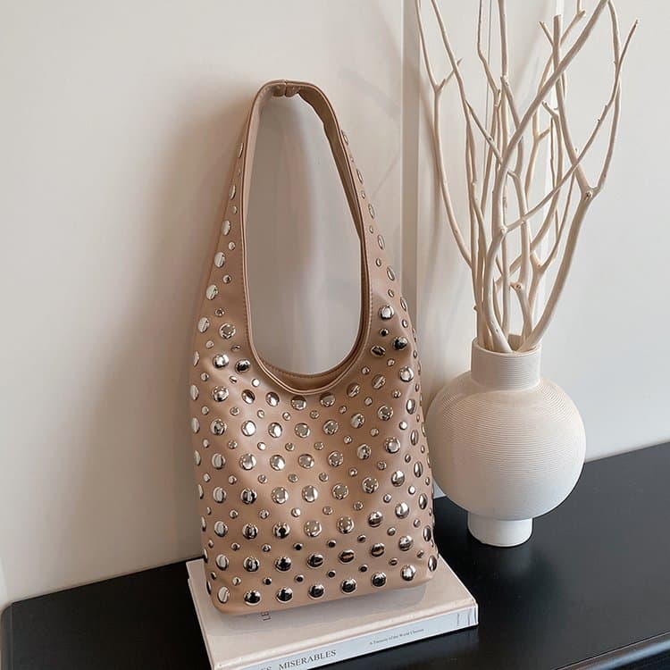 Metal Rivet Tote Bag Women's Shoulder Underarm Bag