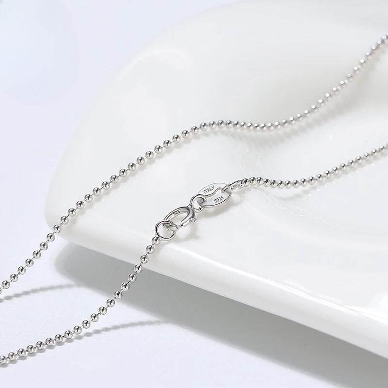 Rinntin Handgefertigt 925er Sterlingsilber Mode 1,2 mm Kugelkette Halskette für Damen Kettenschmuck Geschenk