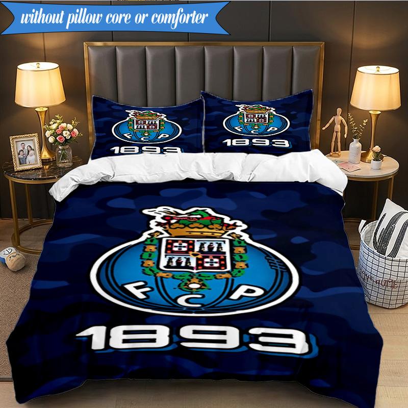 Set Biancheria da Letto Morbido Stampato Design FC Porto 3 Pezzi, Include 1 Federa Copripiumino e 2 Federe Federe Perfetto per Camera da Letto, Dormitorio, Regalo per Fan