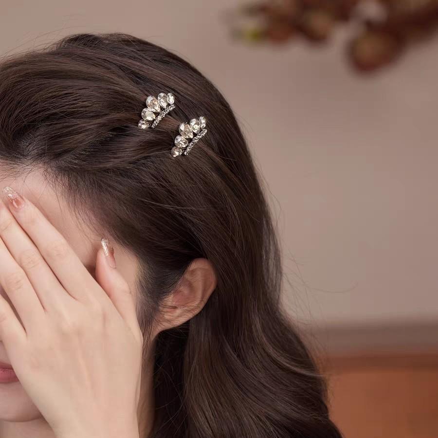 Korean Luxury Black Mini Crown Duckbill Clips Delicate Women Side Bangs Broken Hair Barrettes Sweet Daily Hair Accessories