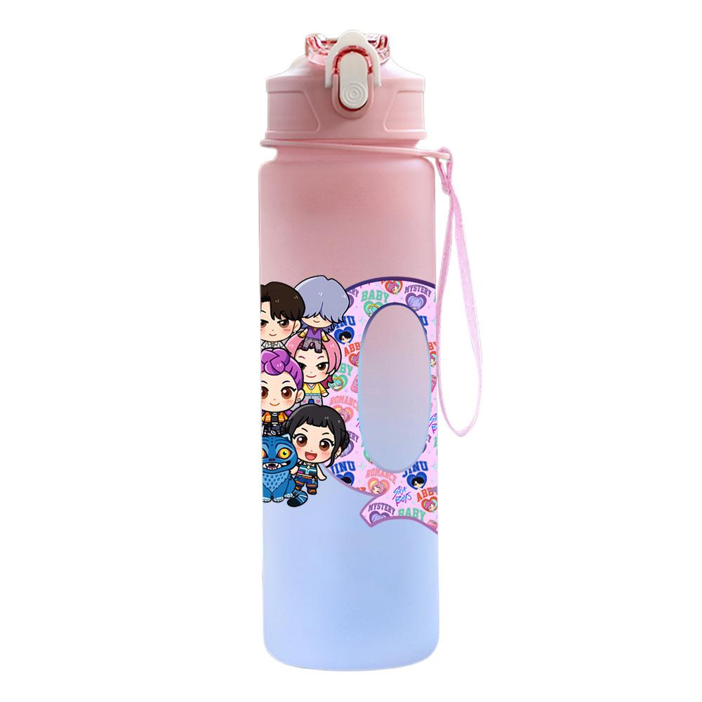 26 English Letter 750Ml Water Bottle K-Pop Demon Hunters Printed Large Capacity Drinking Cup Portable Outdoor Sports Water Cup Children Kid Gift