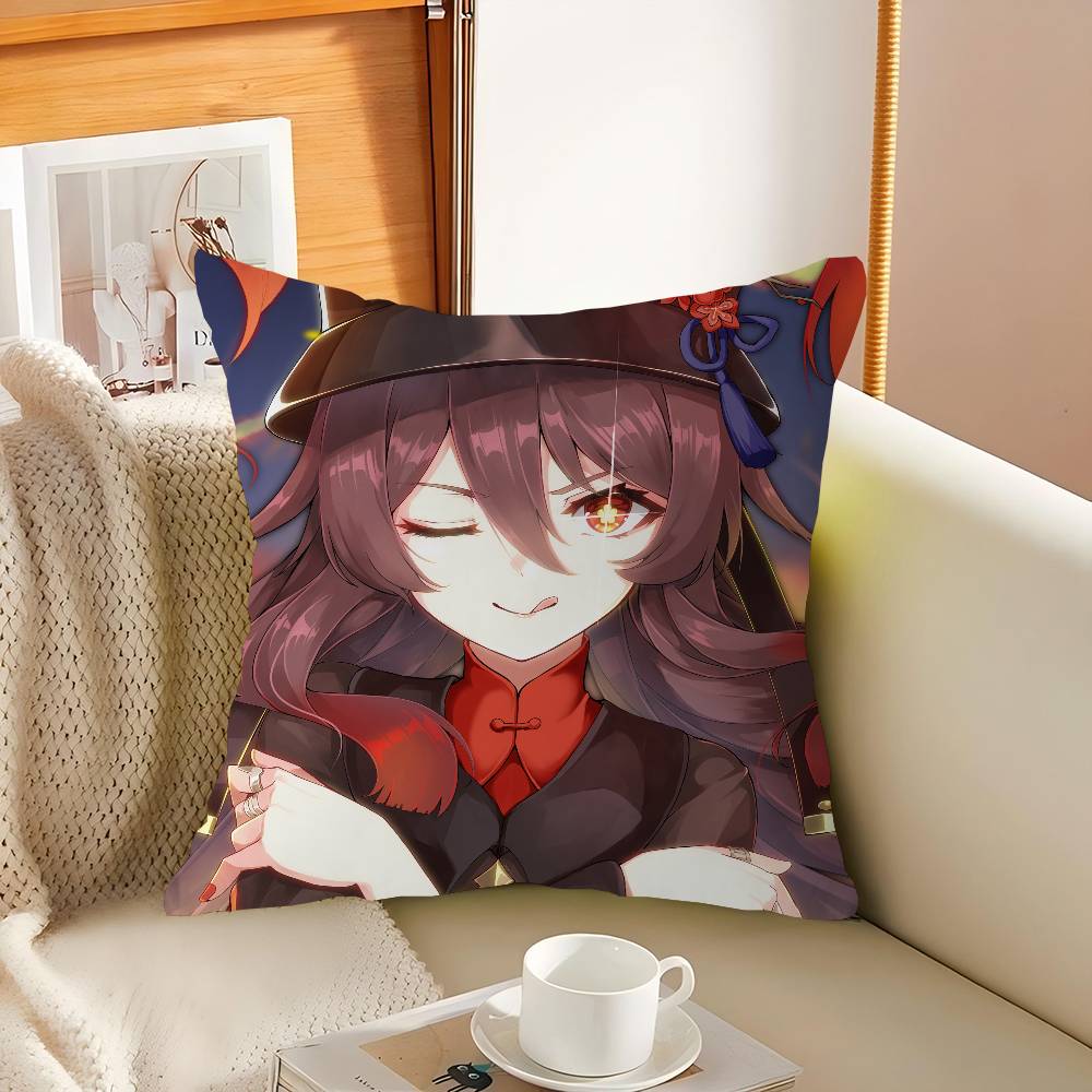 H-Ху Тао Аниме 45*45см Наволочка для подушки Декор Наволочка Домашняя наволочка для диванной подушки 12x12Inch