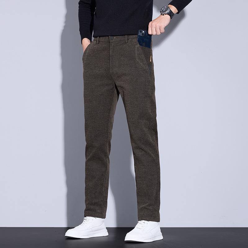 Men's Thermal Velvet Stretch Casual Pants - Thick, Soft, One-Piece Design