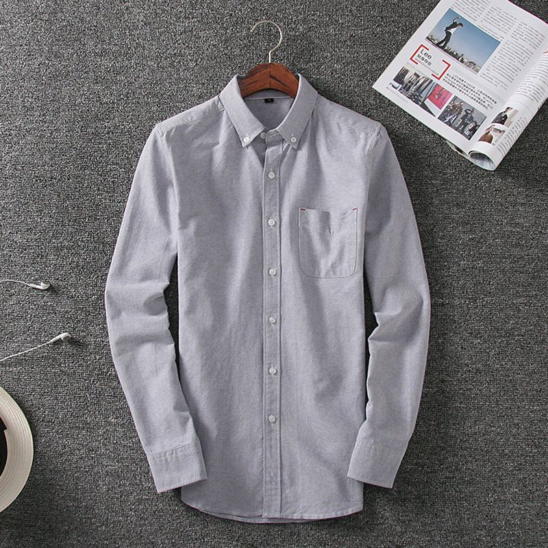Shawn Yue Long-Sleeved Slim Fit Men s Shirt Gray M