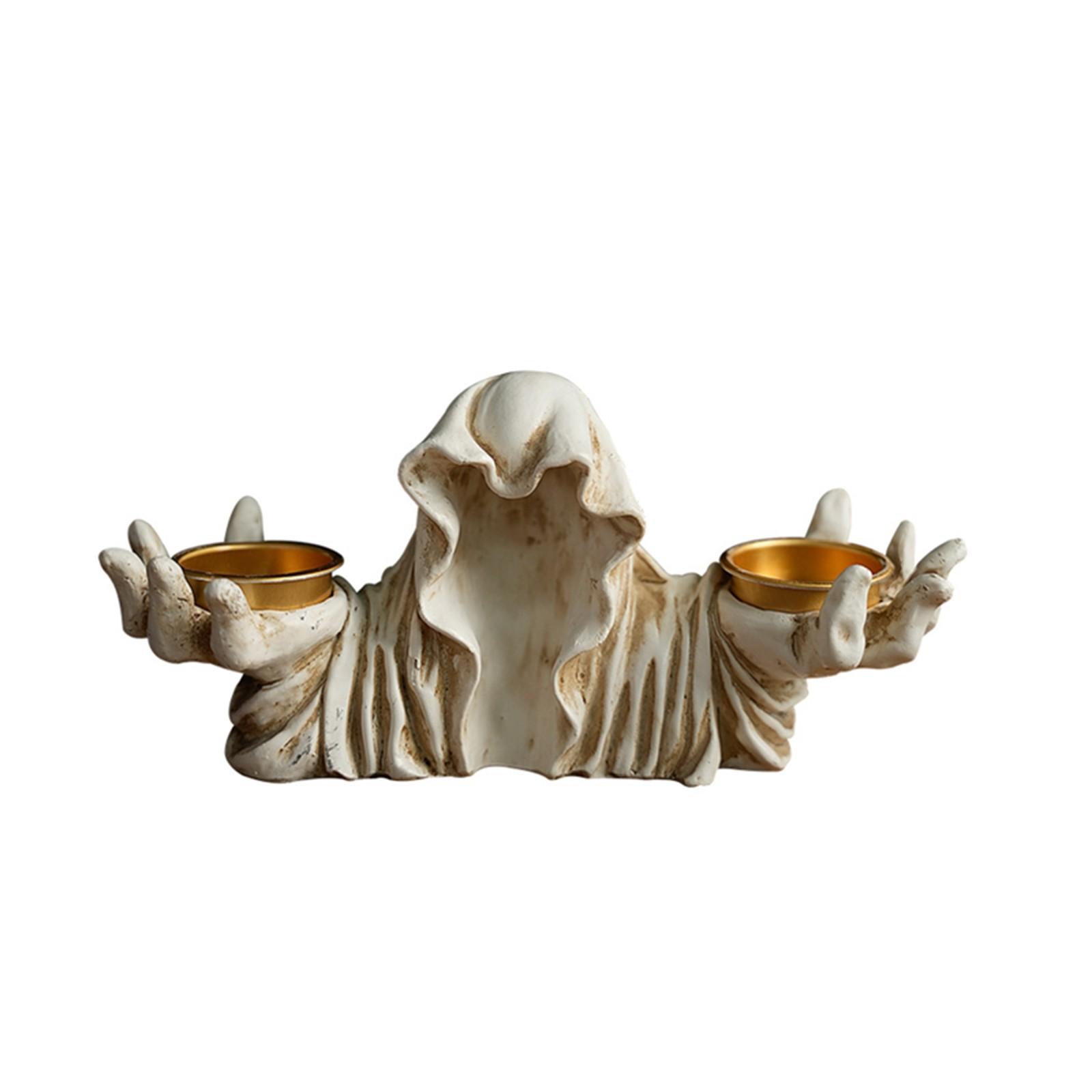 

Ароматерапевтические свечные украшения Художественное произведение Ретро подсвечник Креативное украшение для Хэллоуина One Size белый