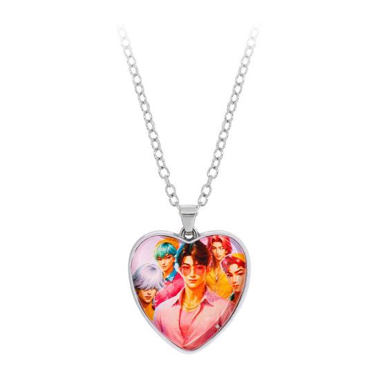 Korea Pop Necklace Heart Pendant Necklace Anime Movie Hunters Necklace Jewelry Gift for Teens Boys Girls Fans
