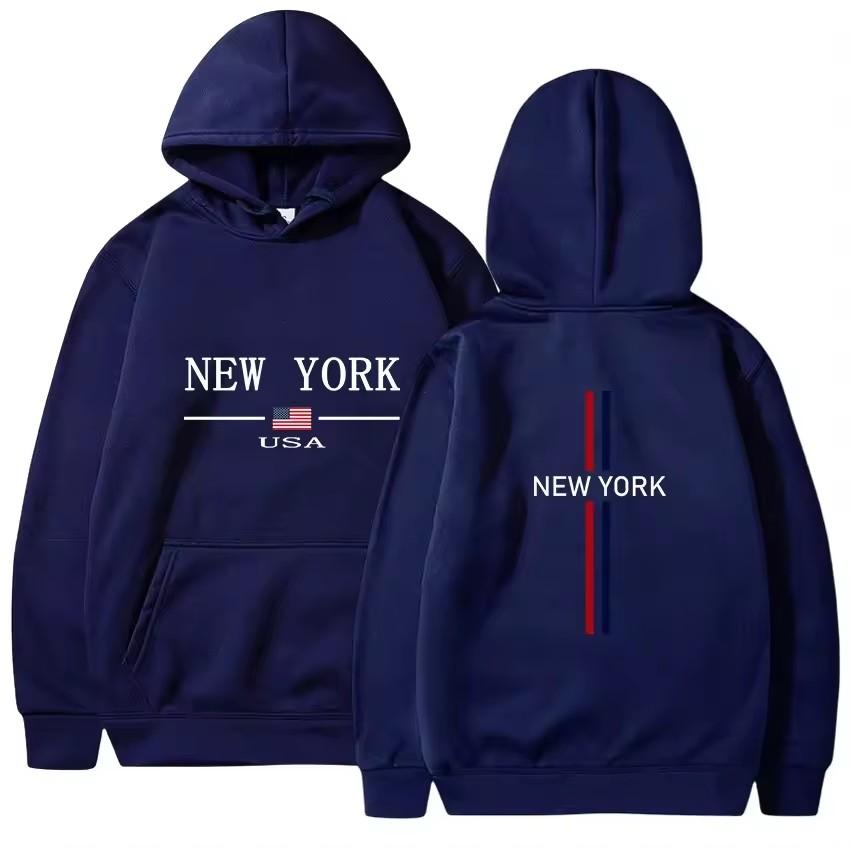 Men's High-Quality Hoodie New York Urban Print Casual Streetwear Sweatshirt Daily Tracksuit Jogging Top for Urban Clothing