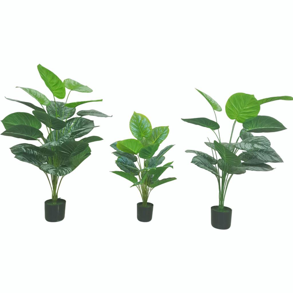 Large Nordic Fake Green Plant Ornament - Potted Green Apple Prayer Plant with Hanging Bell for Floor Decoration