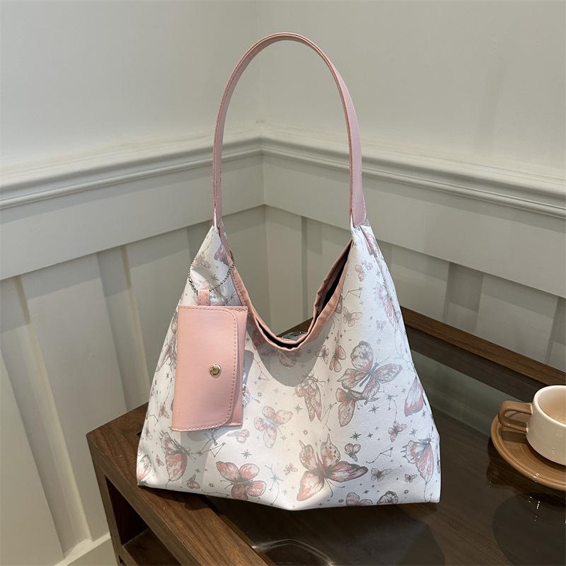 High-value Butterfly Printed Tote Bag Women's 2025 Summer New Large-capacity Underarm Bag Versatile Shoulder Bag