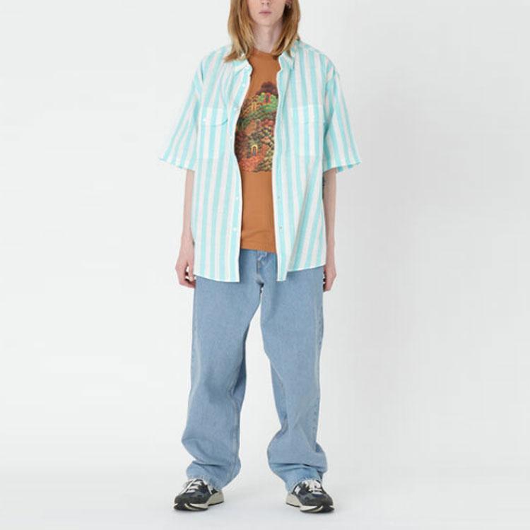 Levis Striped Collar Short Sleeve Shirt Men shirts Light-Blue A4329-0000