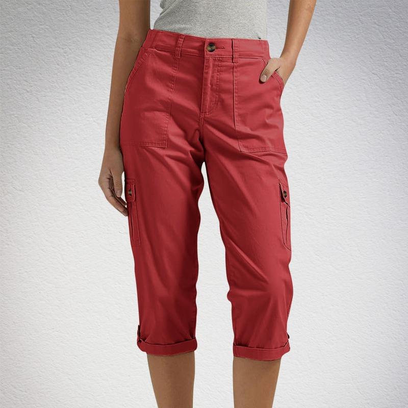Women's Stylish Cargo Shorts Spring Summer Casual Fashion Solid Color Pocket Overalls Slim Straight Leg Five Quarter Pants