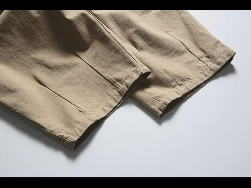City Fanpin 2024 Spring Men's Loose Wide-Leg Multi-Pocket Work Pants - Solid Color