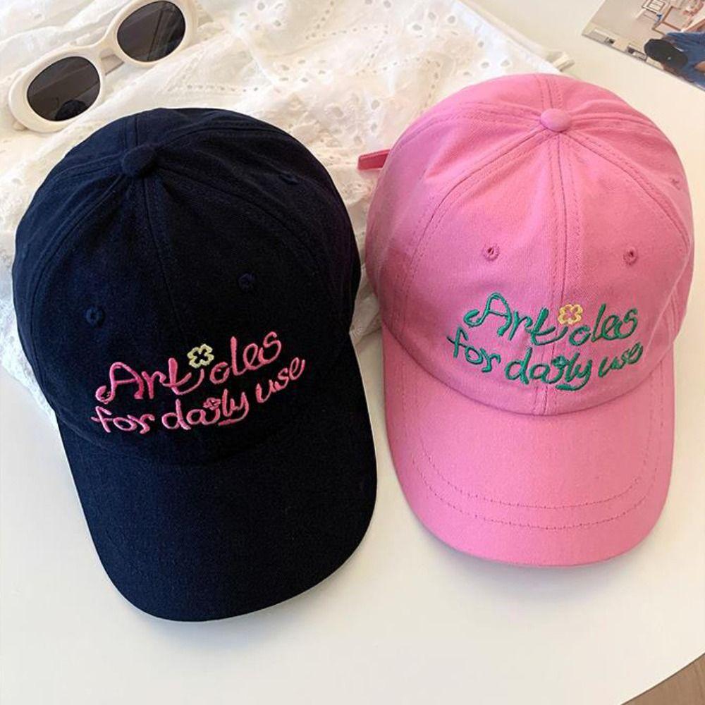 Casual Creative Embroidered Baseball Cap Flower Letter Cartoon Baseball Hat Peaked Cap Fashion Cotton Baseball Cap Street