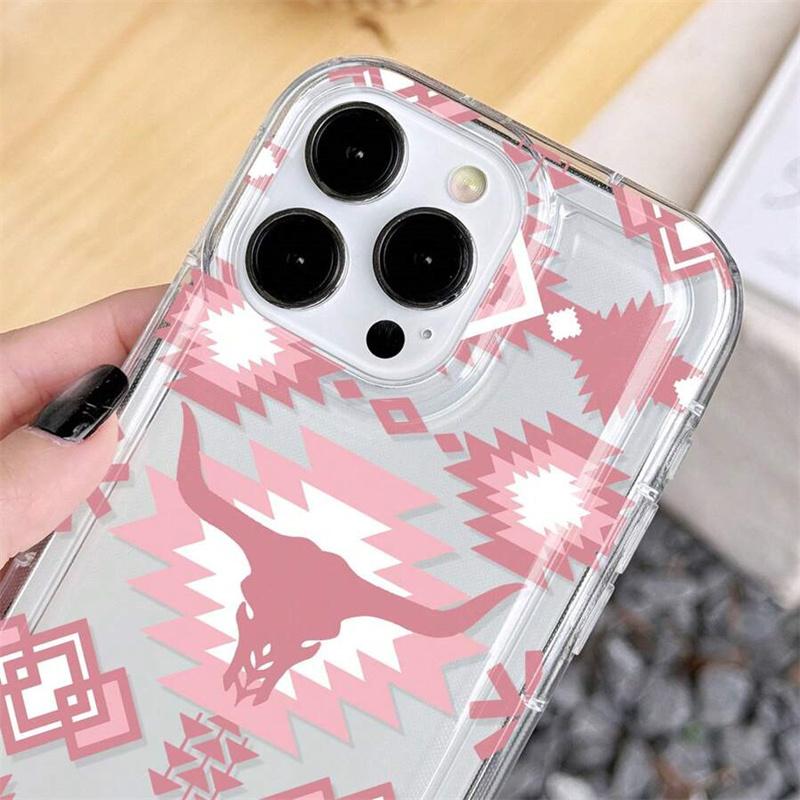 Geometric Bull Pink TPU Soft Phone Case for  14 Pro Cases Mi 13 12 11 Lite 14 13T 12T Poco X6 X3 F5 Pro Anti-Fall Cover