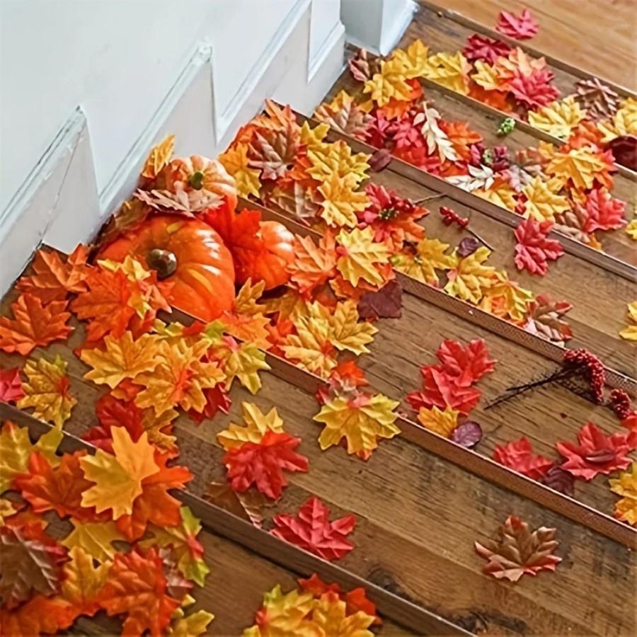 100Pcs Simulated Maple Leaf Autumn Courtyard Halloween Wedding Table Decoration Photography Props Homemade Flower Wreath