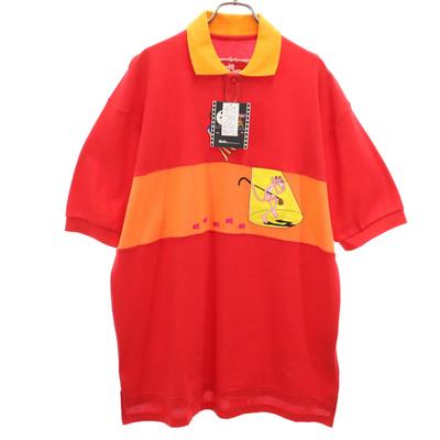 PINK PANTHER Unused Made In Japan Pink Panther Embroidery Five-quarter Sleeve Polo Shirt Men's Used