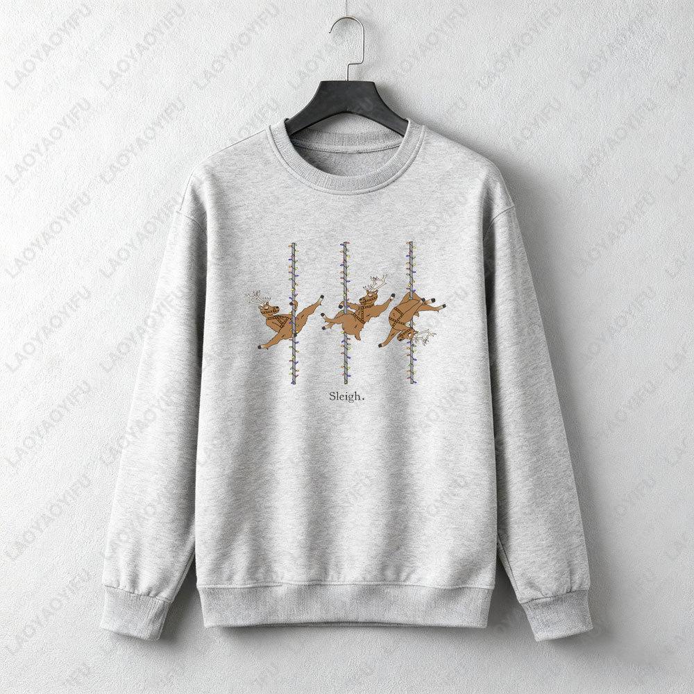 Funny Christmas Sweatshirt Reindeer Pole Dance Holiday Sleigh Christmas Pullover Pole Dance Wear Gift for Dancer Christmas Gift