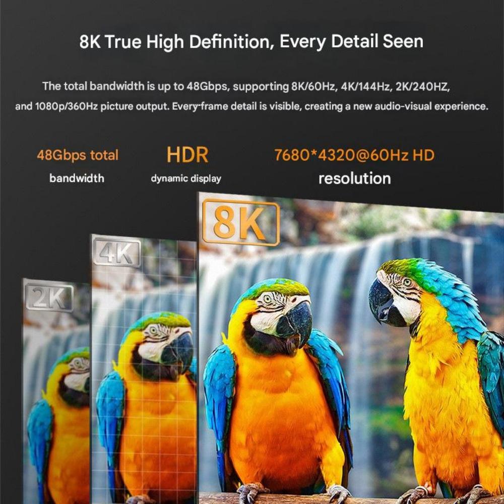 HDMI 8K 60Hz HD Cable, Monitor, TV, Laptop, Projector, Set-top Box Cable