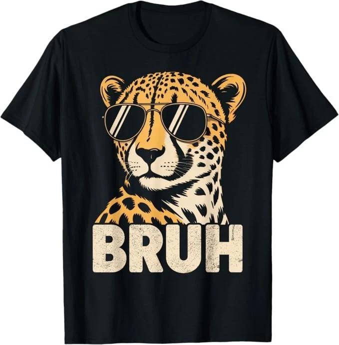 Bruh Cheetah Meme Graphic Tee  Boys Animal Print Kids T-Shirt 150