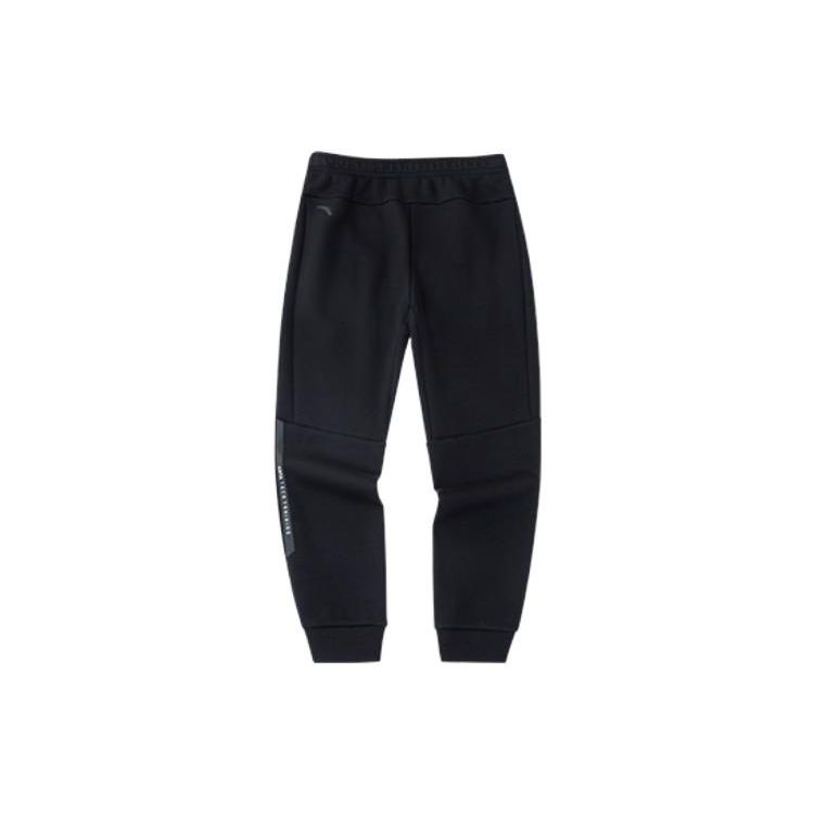 Anta Solid Color Knitted Fleece Sports Pants Men Bottoms Black 152247328-3