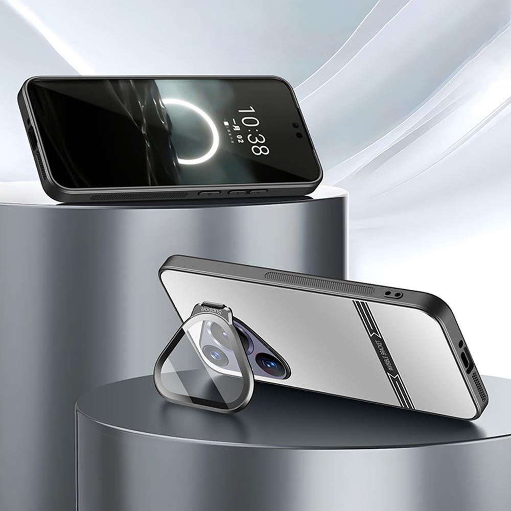 

For Huawei Pura 70 Pro/70 Pro+ Case Kickstand PC+TPU Matte Phone Cover with Lens Film Silver