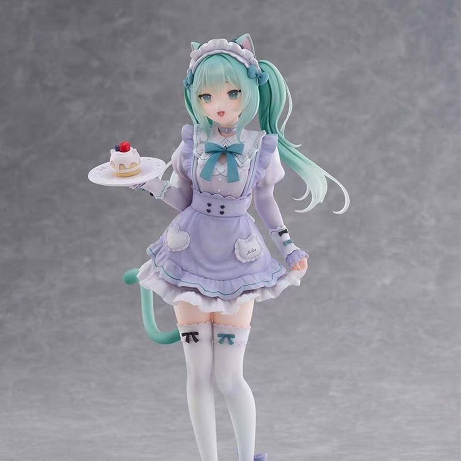 Anime Hatsune Miku Cat Ear Maid Figure Kawaii PVC Model Collectible Desktop Ornament Gift