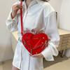 Chic Heart-shaped Shoulder Bag Stylish 2024 Korean Fashion Pu Material For Trendy Girls
