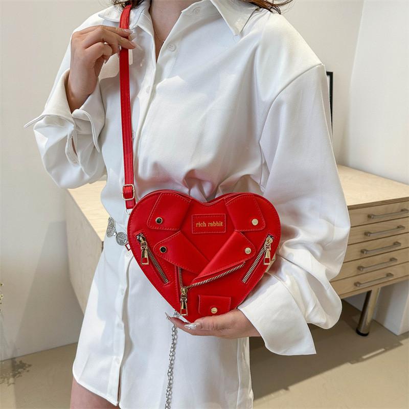 Chic Heart-shaped Shoulder Bag Stylish 2024 Korean Fashion Pu Material For Trendy Girls