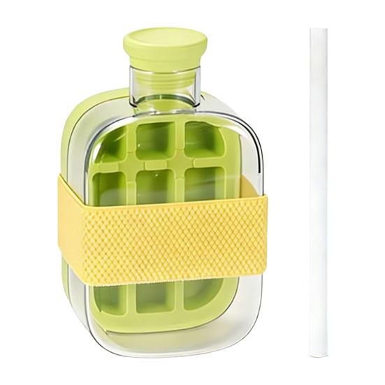 

2 in 1 Ice Cube Mold Flexible Silicone Bottom Twist Demoulding Ice Tray with Straw Ice Cube Tray And Water S зелёный