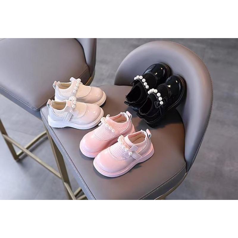 Little Girls Fashion Princess Pearl Leather Casual Low Top Flat Shoes
