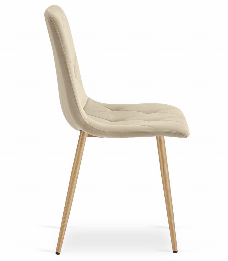 LIBRA chair - light beige velvet / wood-colored legs x 2