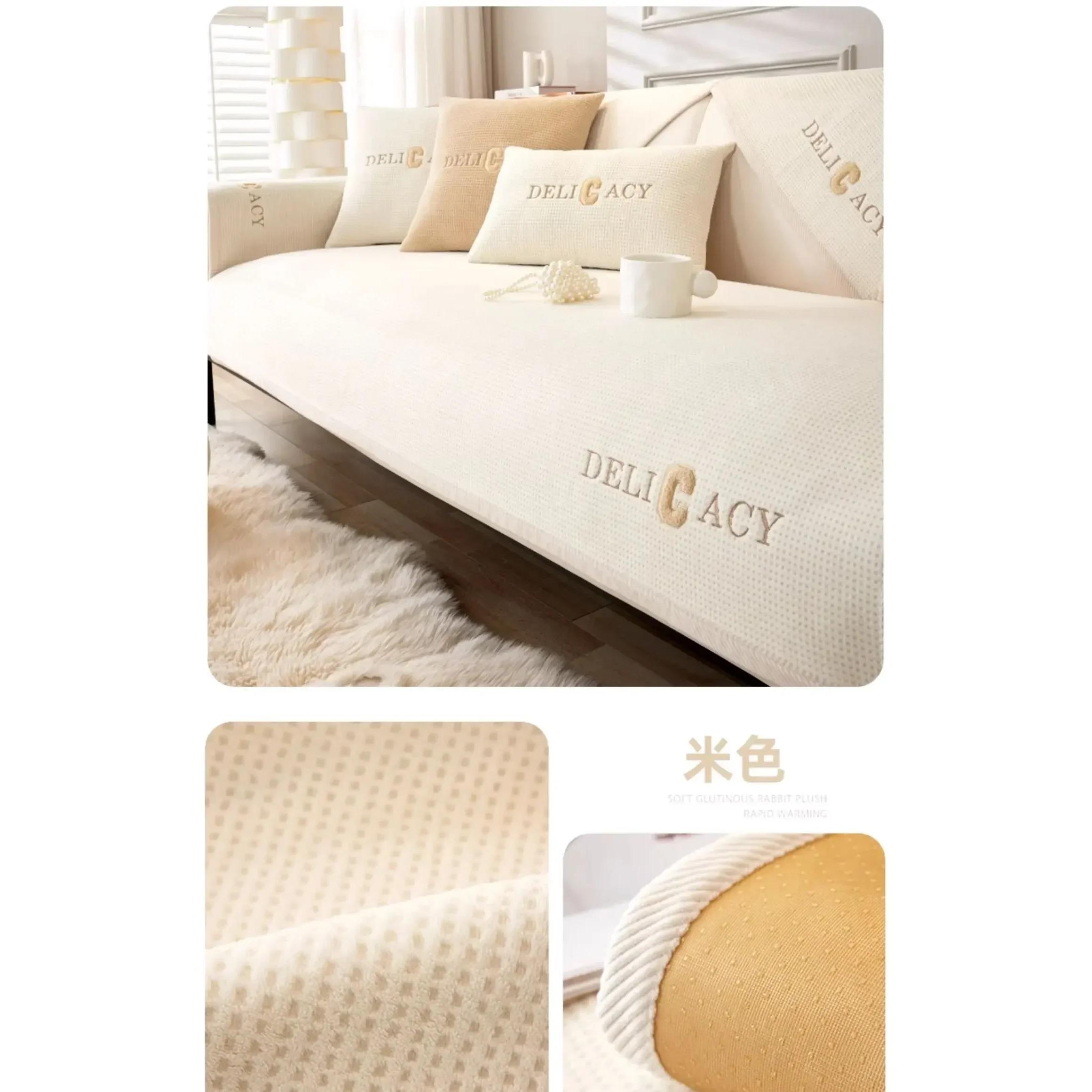 

Современный Минималистичный Диванный Коврик из Молочного Бархата Роскошный Плюшевый Пыленепроницаемый Чехол для Дивана Универсальный для Четырех Сезонов Противоскользящая Подушка для Сиденья 70x70cm