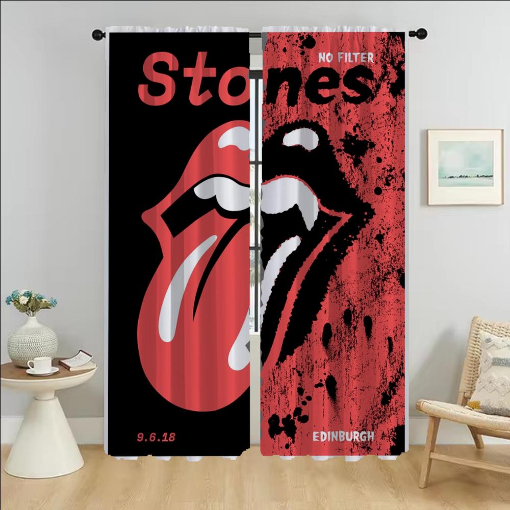 Halloween Decoration The Rollings Stones Curtains for Living Room Curtain Home Interior Curtains 2 Pieces Tulle for Bedroom