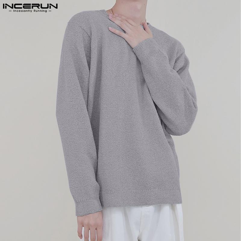 

INCERUN Весна Осень мужские однотонные топы с длинными рукавами
